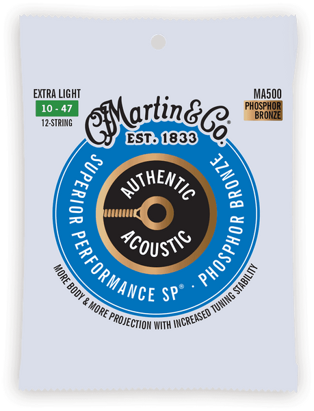 MA500 AUTHENTIC SP EXTRA LIGHT 92/8 PHOSPHOR BRONZE EX. LIGHT 10-14-23-30-39-47 12 STRINGS