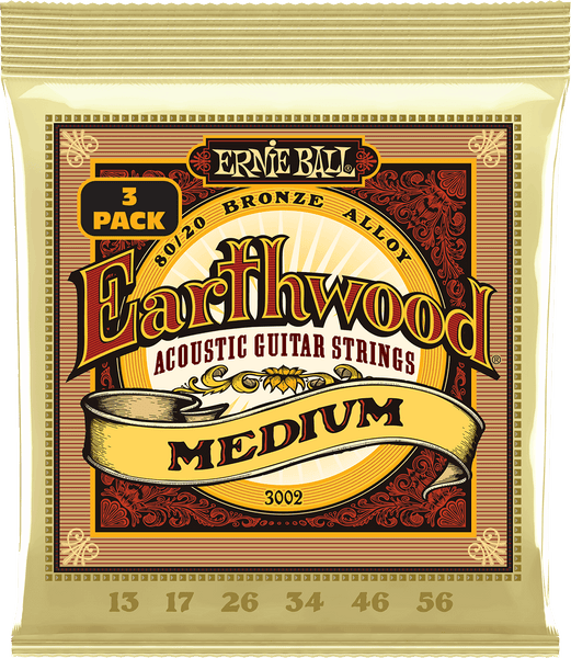 Ernie Ball CORDES EARTHWOOD 80/20 BRONZE MEDIUM 13-56 - PACK DE 3