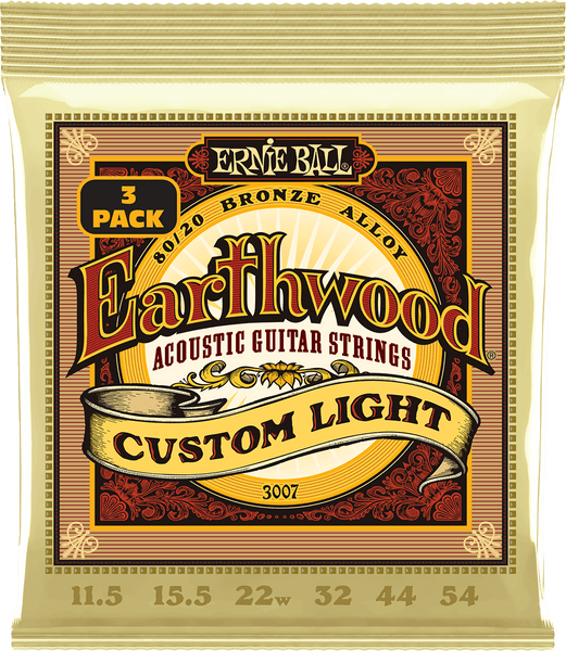 Ernie Ball CORDES EARTHWOOD 80/20 BRONZE CUSTOM LIGHT 11,5-54 - PACK DE 3