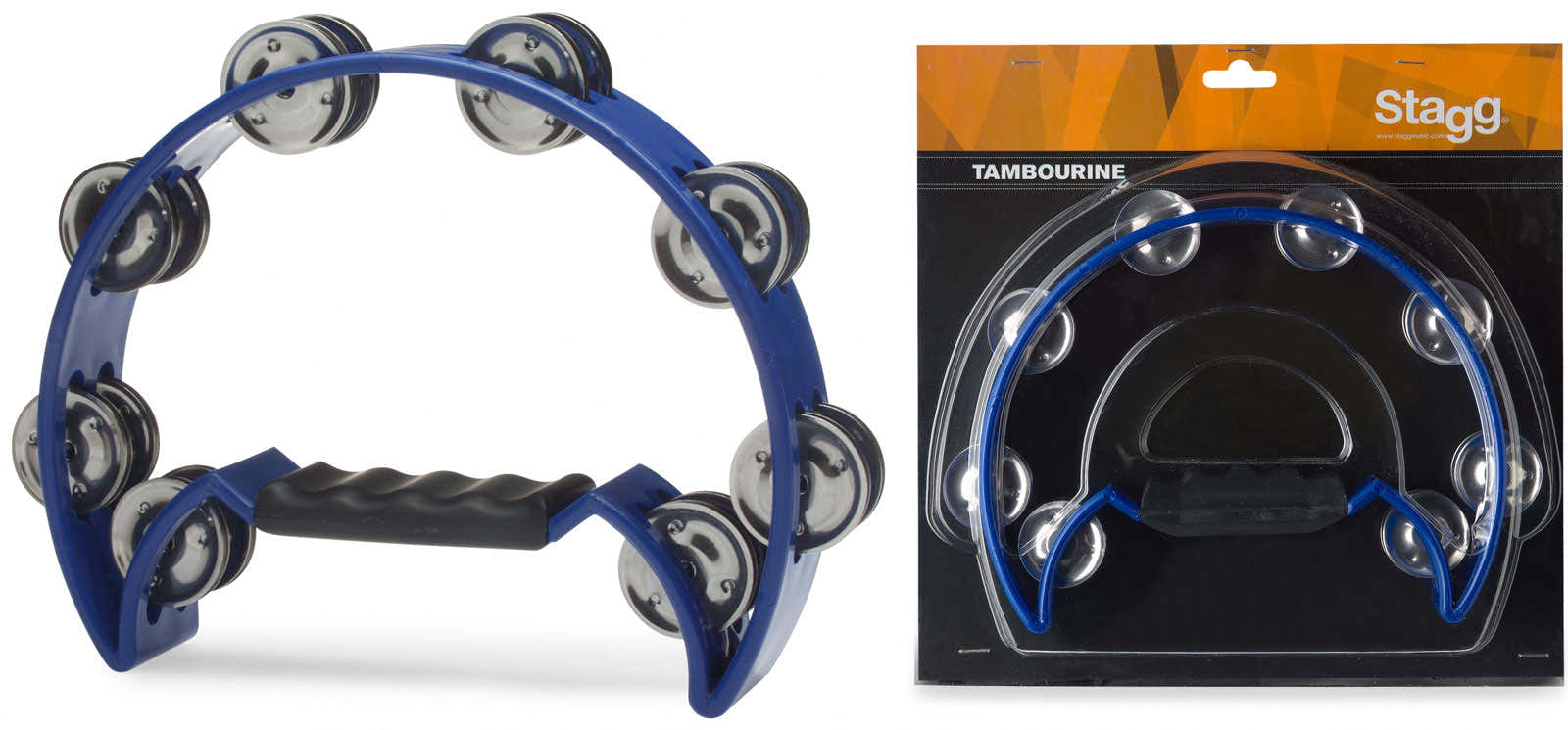 Tambourin 1/2 Lune 16 Cymbalettes Bleu