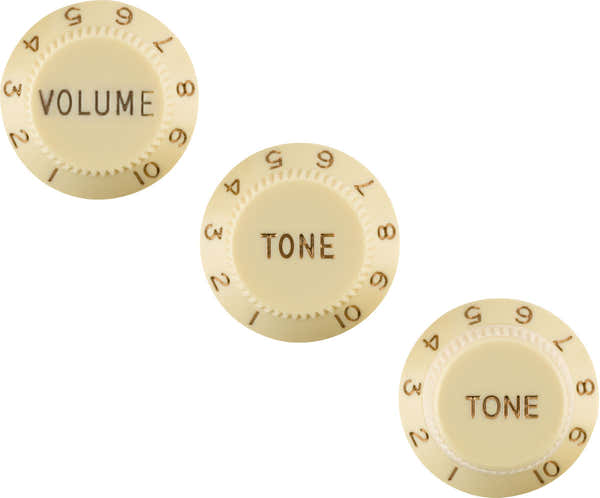 Fender STRATOCASTER KNOBS AGED WHITE (VOLUME TONE TONE) (3) LHED