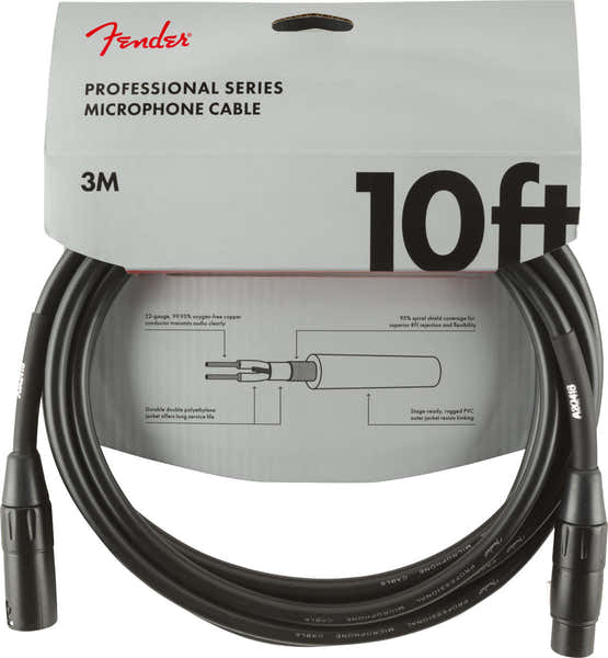Fender PROFESSIONAL MICROPHONE CABLE 10' BLACK