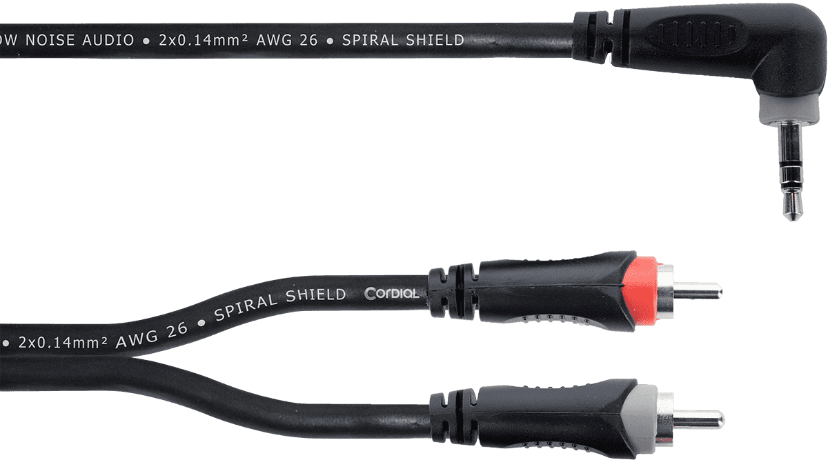 Y-kabel Haakse Stereo-mini-jack / 2 RCA 1,5 M