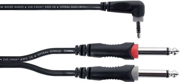 Y-kabel Haakse Stereo-mini-jack / 2 Mono-jacks 3 M