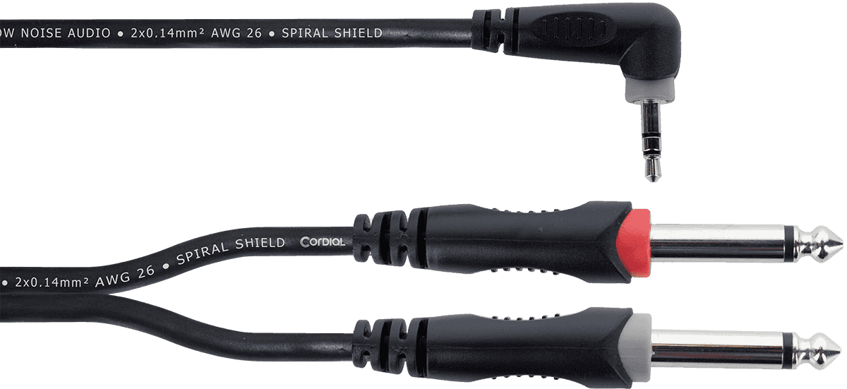 Y-kabel Haakse Stereo-mini-jack / 2 Mono-jacks 3 M