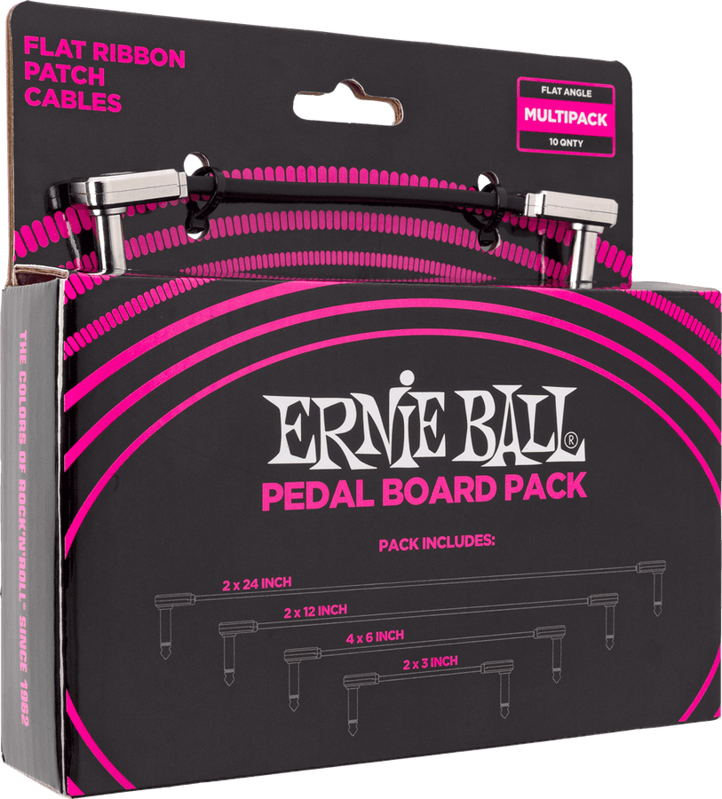 Pedalboard-pack - 10 Patch in 4 Gemengde Lengtes- Haaks Dun & Plat