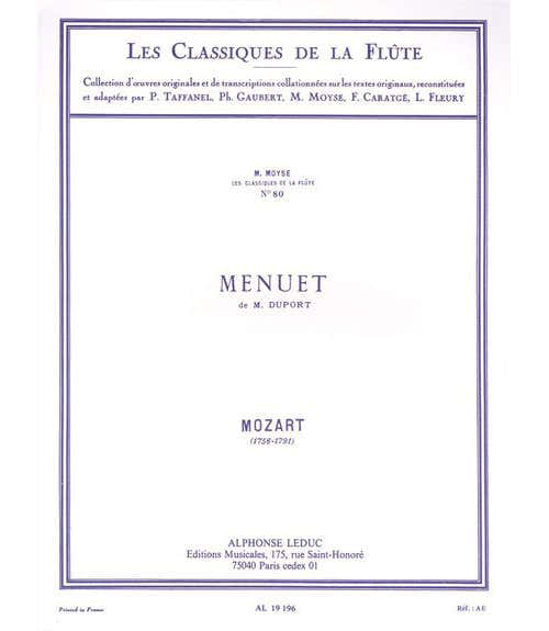 Mozart W.a. - Menuet De M. Duport - Flûte et Piano