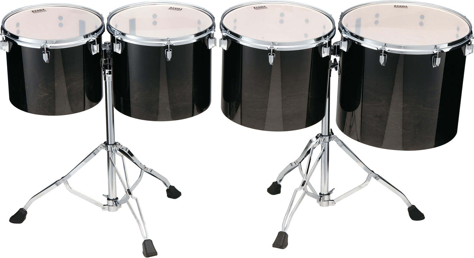 LOW-PITCHED 4PC SINGLE HEAD CONCERT TOM SET TRANSPARENT BLACK FADE