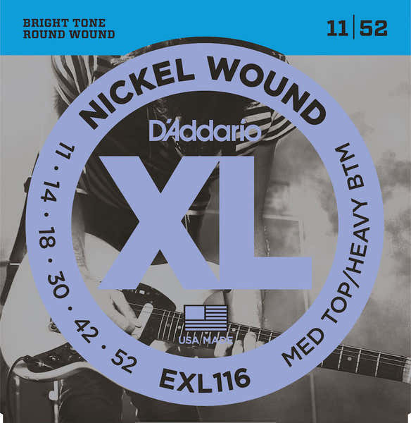 D'ADDARIO EXL116 NICKEL WOUND ELECTRIC GUITAR STRINGS MEDIUM TOP/HEAVY BOTTOM 11-52