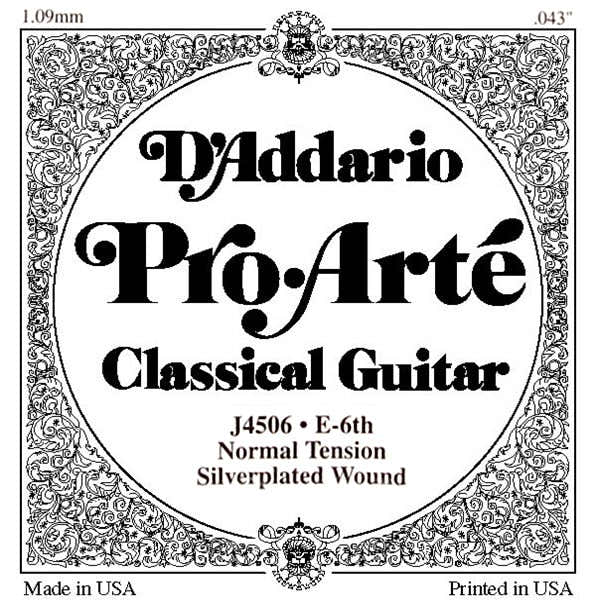 D'ADDARIO J4506 PRO-ARTE NYLON CLASSICAL GUITAR SINGLE STRING NORMAL TENSION SIXTH STRING