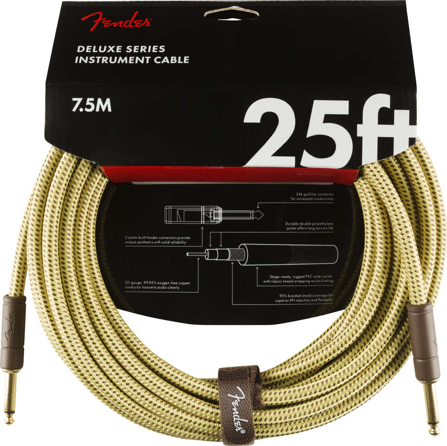 DELUXE INSTRUMENT CABLE STRAIGHT/STRAIGHT 25' TWEED