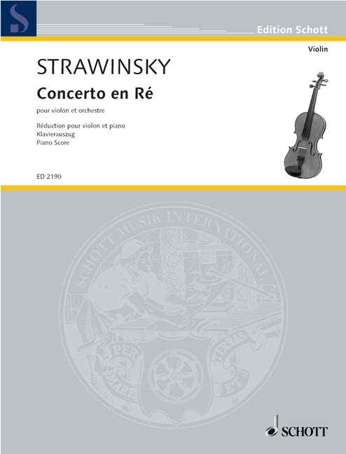 Stravinsky Igor - Concerto En Re Pour Violon Et Orchestre - Reduction Violon Piano