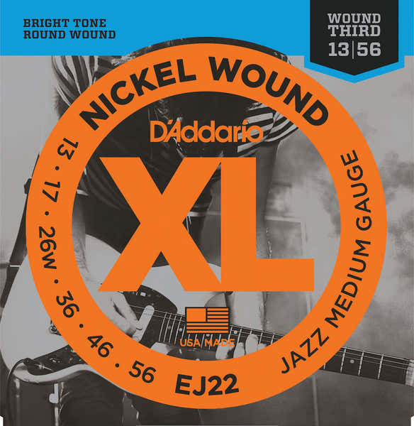 D'ADDARIO EJ22 NICKEL WOUND ELECTRIC GUITAR STRINGS JAZZ MEDIUM 13-56