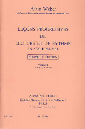 WEBER A. - LEÇONS PROGRESSIVES. LECTURE ET RYTHME VOL. 1