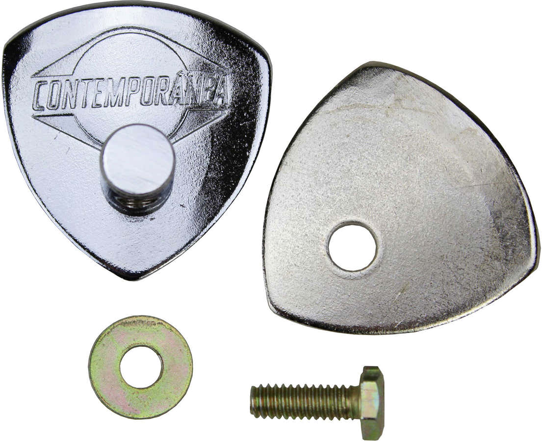 Houten bevestiging voor timbal rebolo (schild + versteviging + kogel + schroef + sluitring) verchroomd