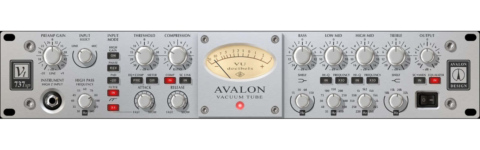 UAD Avalon VT-737 Buizen-kanaalstrip