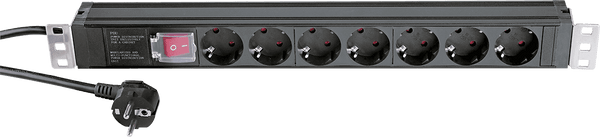 K&M 19" 230V RACKMOUNTABLE POWER SOCKET WITH 7 SOCKETS + INTER.