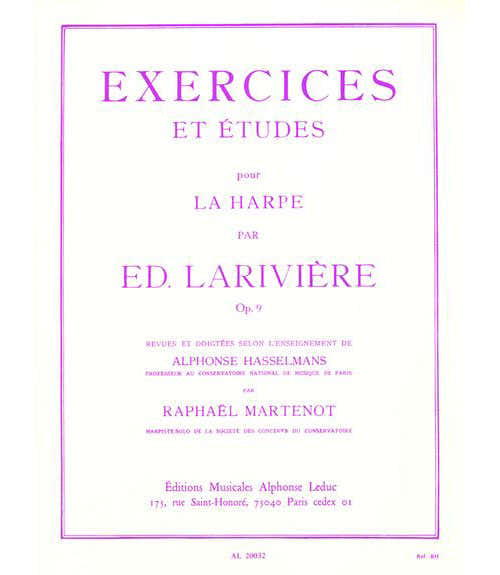 Leduc LARIVIERE - EXERCICES ET ETUDES OP.9 - HARPE