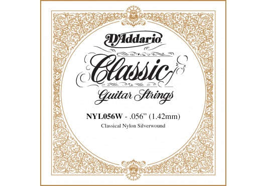 D'ADDARIO NYL056W SILVER-PLATED COPPER CLASSICAL SINGLE STRING .056