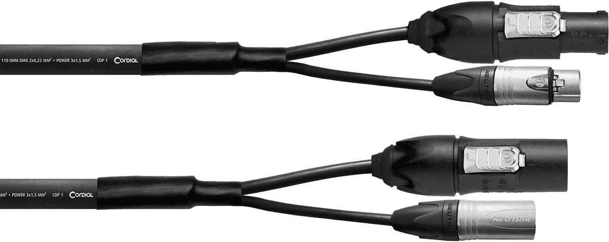 Hybride Kabel XLR 5 Punten + Powercon 2,5 mm True1 - 3M