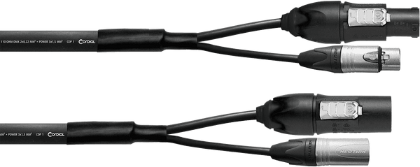 Cordial Hybride Kabel XLR 5 Punten + Powercon 2,5 mm True1 - 3M