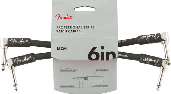 Fender PROFESSIONAL INSTRUMENT CABLE 2-PACK ANGLE/ANGLE 6" BLACK
