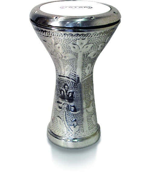 Egyptische Darbouka 324 Gesneden Zilverkleurige