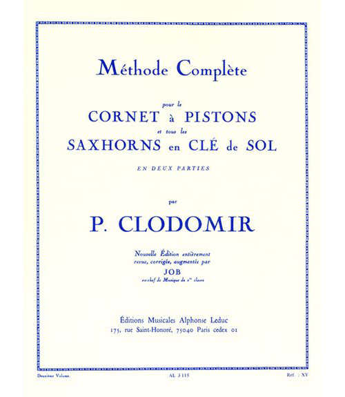 Clodomir P. - Complete Methode Vol.2 voor Kornet met Ventielen of Elk Saxhorn in de Vioolsleutel