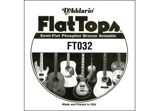 D'ADDARIO FT032 SEMI-FLAT PHOSPHOR BRONZE ACOUSTIC GUITAR SINGLE STRING .032