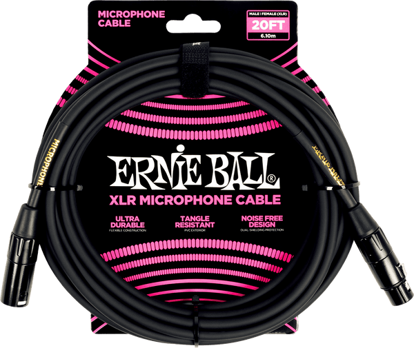 Ernie Ball Microfoonkabels Klassiek XLR Mannelijk/XLR Vrouwelijk 6M Zwart