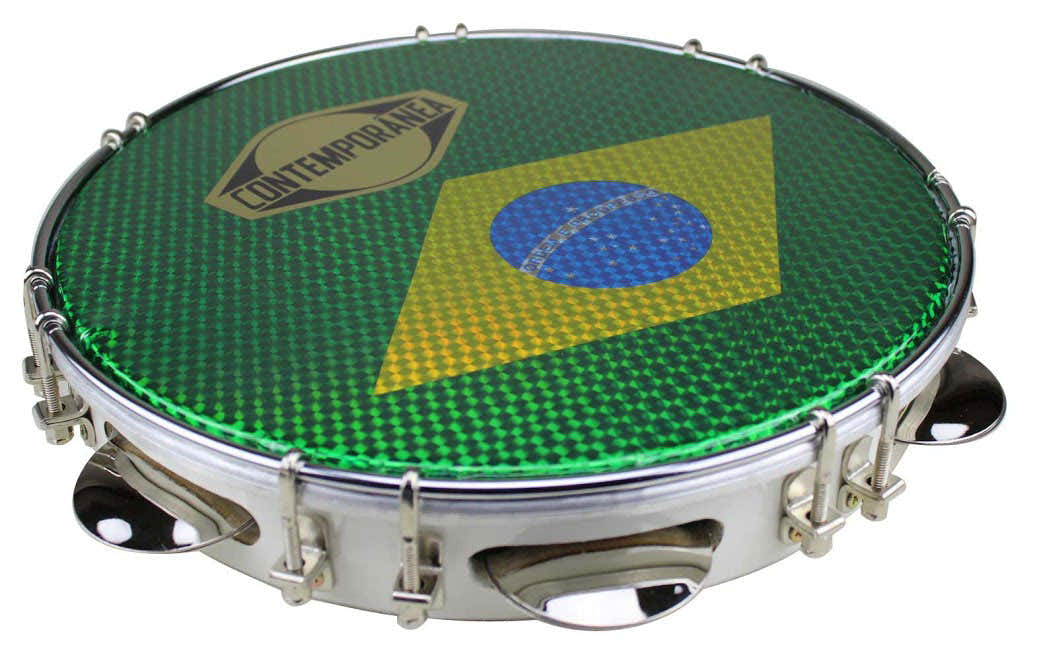 C-PL10-01W Pandeiro 10" Wit Braziliaanse vlag