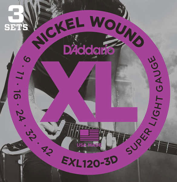 D'ADDARIO OF 3 ELECTRIC SETEXL 120 9 11 16 24 32 42