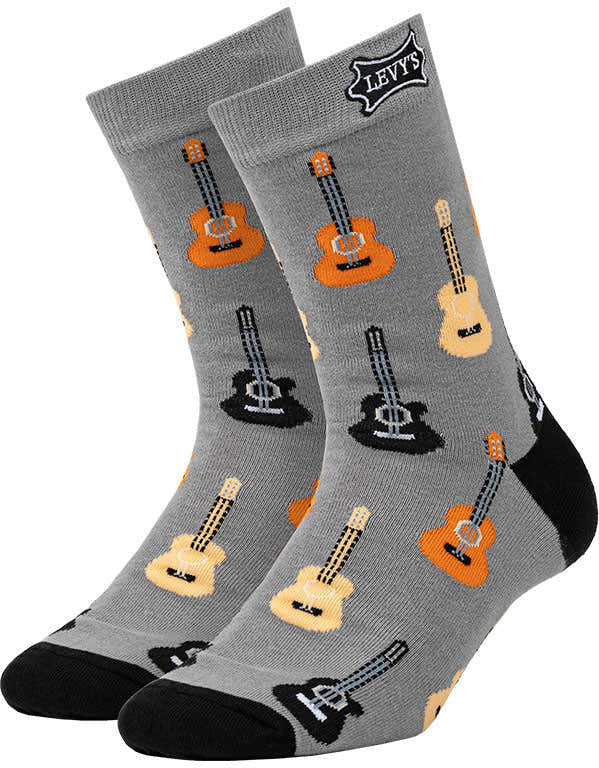 Paar sokken met motief van een akoestische gitaar