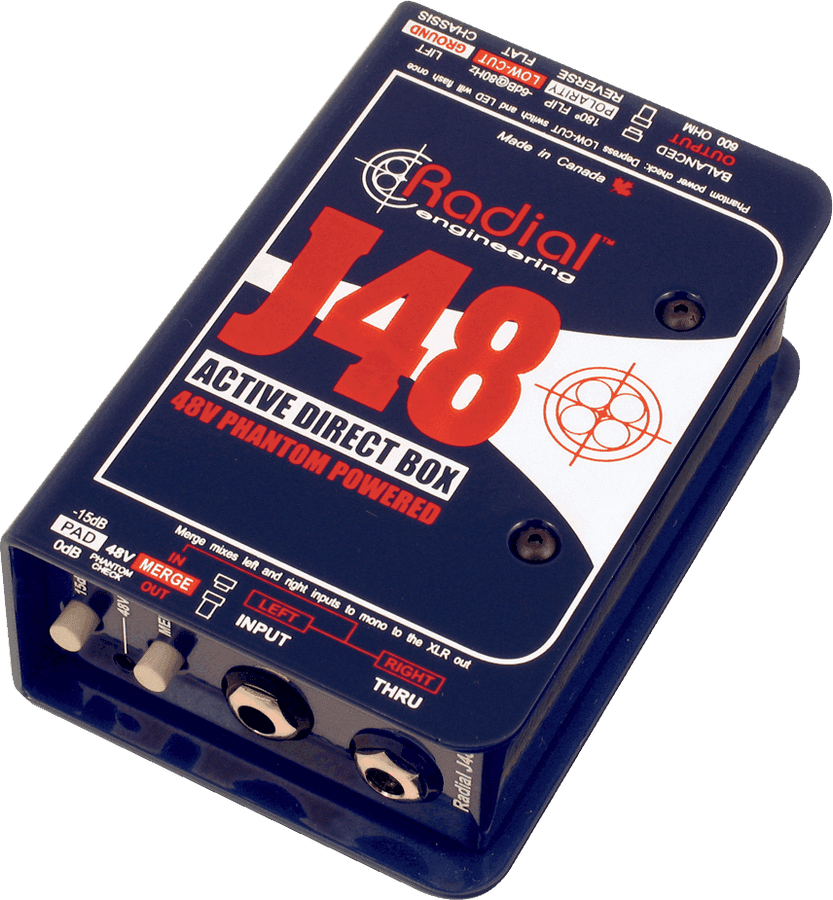 J48 actieve DI + fantoomvoeding 48V