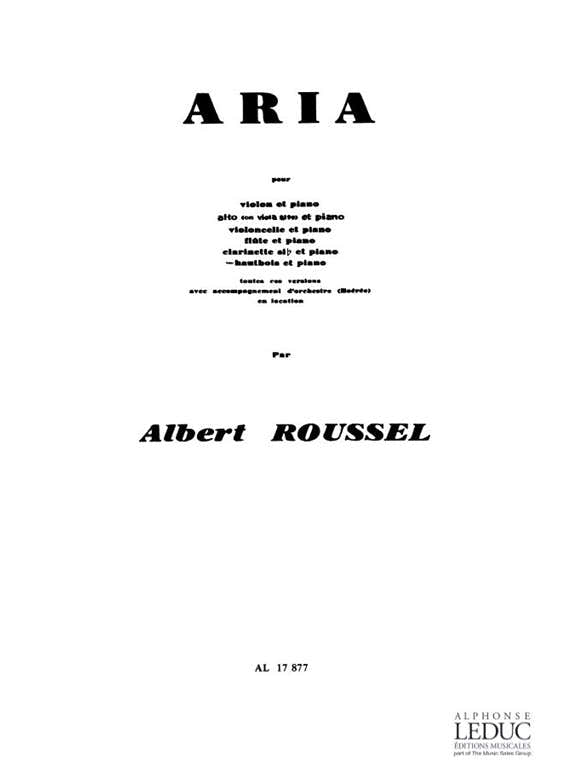 ROUSSEL A. - ARIA - HAUTBOIS ET PIANO