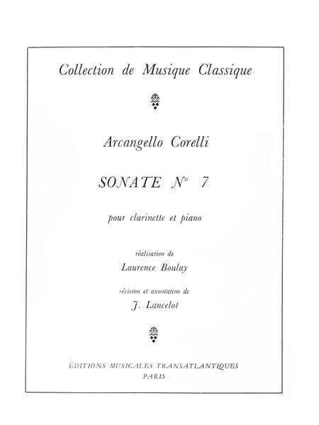 Transatlantiques Corelli Arcangello - Sonate N°7 - Clarinette & Piano