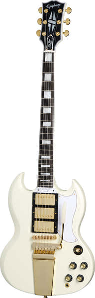 Epiphone Les Paul SG Custom 1963 Maestro Vibrola Klassiek wit IBGCSO