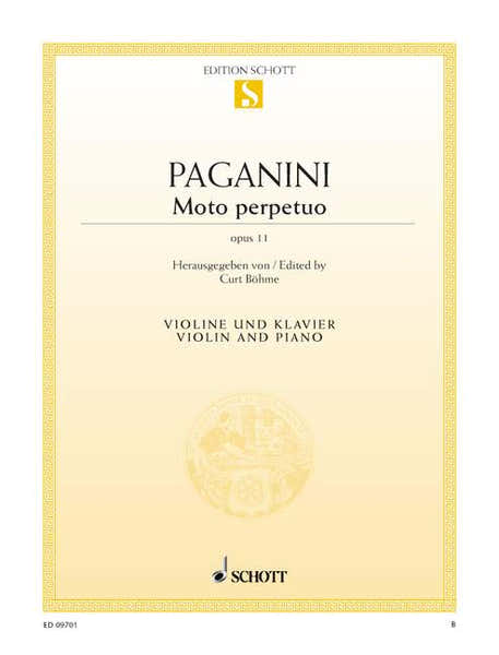 Schott Paganini Niccolo - Moto Perpetuo Op. 11 - Violin And Piano