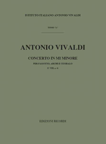 Vivaldi A. - Concerto In Mi Min. RV 484 - F.viii/6 - Basson