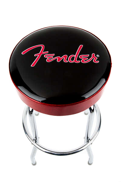 Fender Barkruk met Red Sparkle-logo zwart Red SPARKLE-chrome 30"