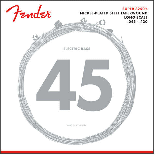 Fender Super 8250 vernikkeld staal, conisch omwikkeld, lange mensuur 5C 45-130