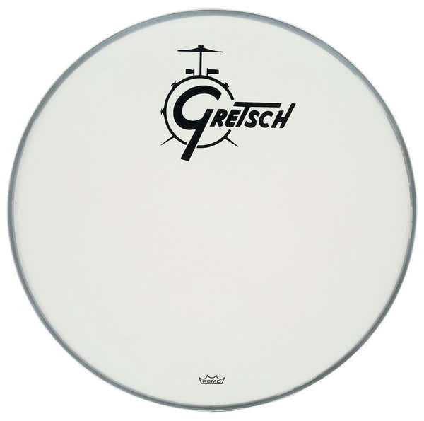 AMBASSADOR WHITE COATED 22" LOGO GRETSCH DRUMS RESONANTIE