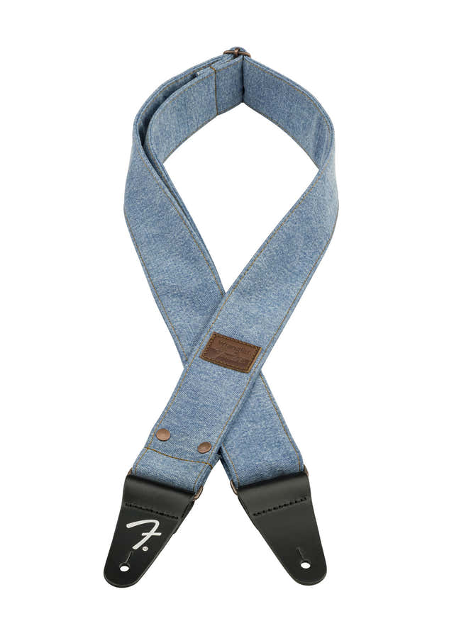 x Wrangler denim gitaarband met klinknagels lichtindigo