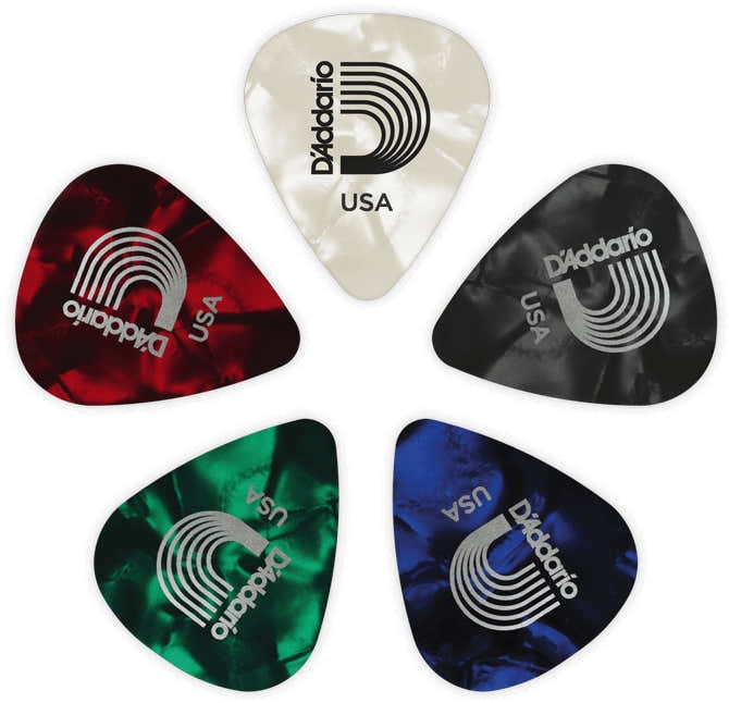 Assortiment parelmoeren celluloid-gitaarplectra 10-pack medium