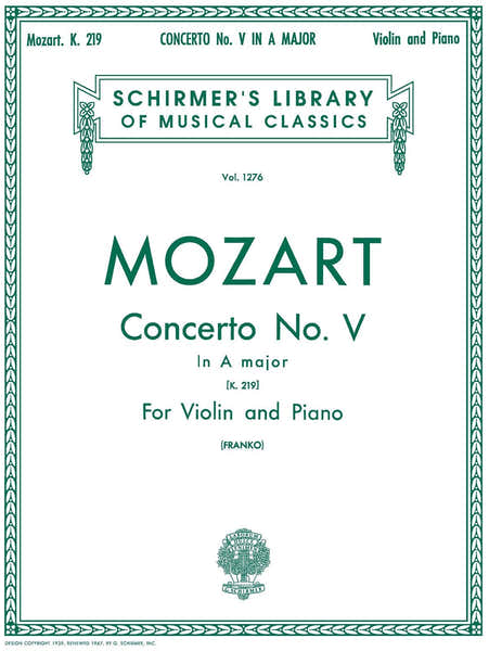 Schirmer Violin Concerto No.5 In A Major K.219