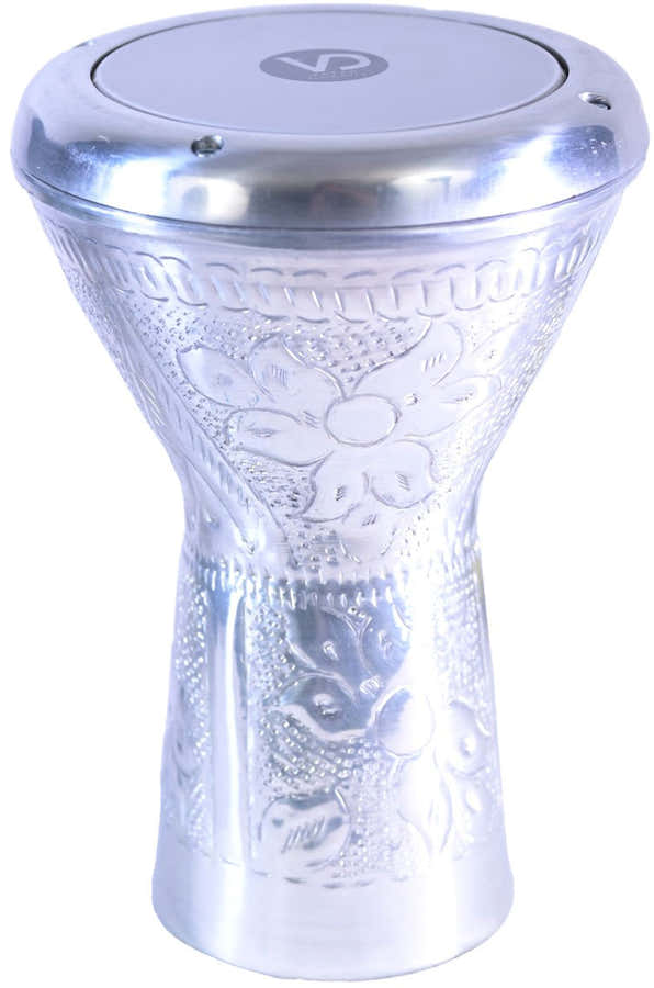 Egyptische Derbouka 3203 3/4 Gesneden Zilverkleurige