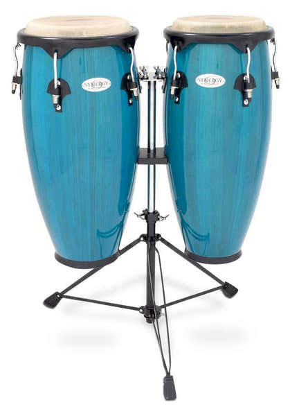 Toca SERIES WOOD CONGA SET WITH STAND 10'' AND 11'' DOUBLE STAND BLUE 2300BB