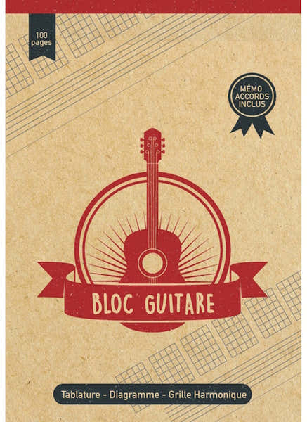 Mini Bloc Guitare - Tabalature Diagramme Grille Harmonique - Memo Accords Inclus - 100 Pages