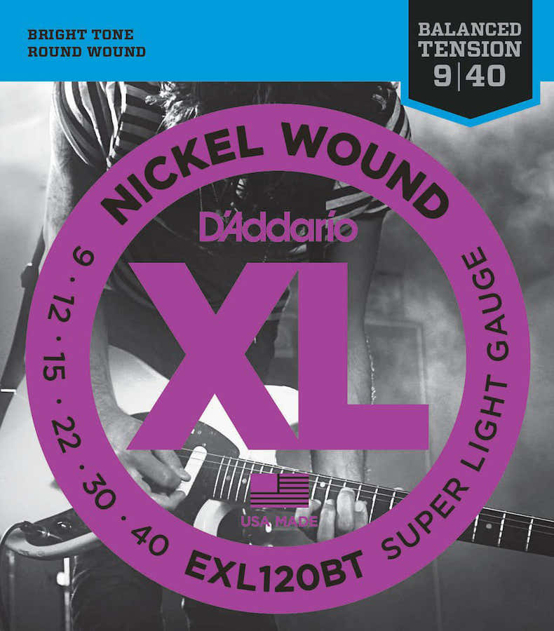 NICKEL STRINGS FOR ELECTRIC GUITAR EXL120BT BALANCED SUPER LIGHT 9-40