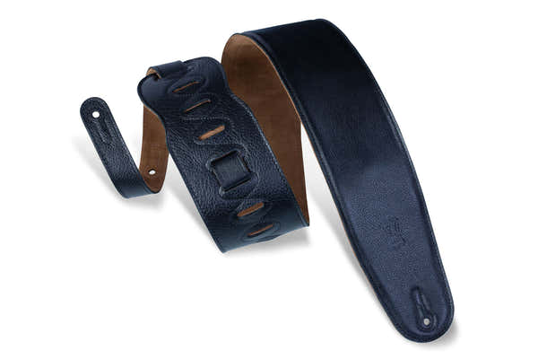 Levys PADDED LEATHER SUEDE BACK FOR BASS 9CM - BLACK